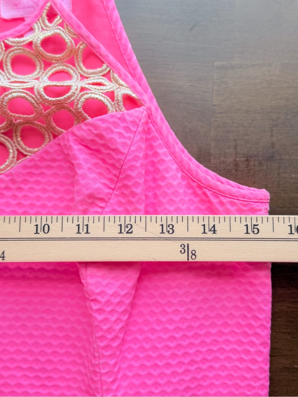 Lilly Pulitzer Larina Shift Dress Pink Sun Ray Gold Lattice Cutout Coastal Prep - Picture 4 of 12